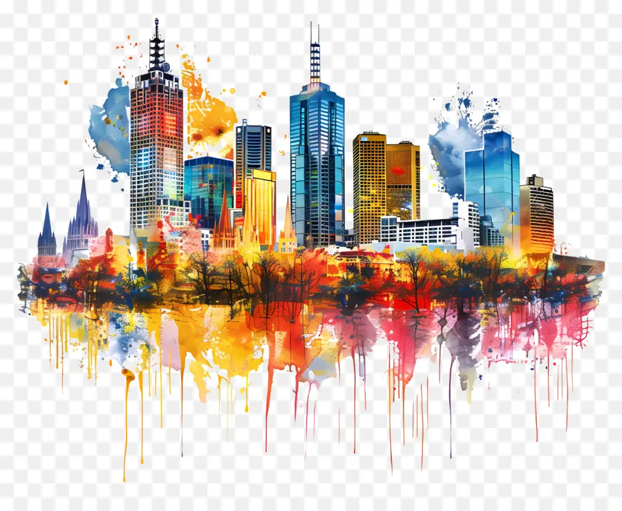 Skyline Da Cidade De Melbourne，O Horizonte Da Cidade PNG