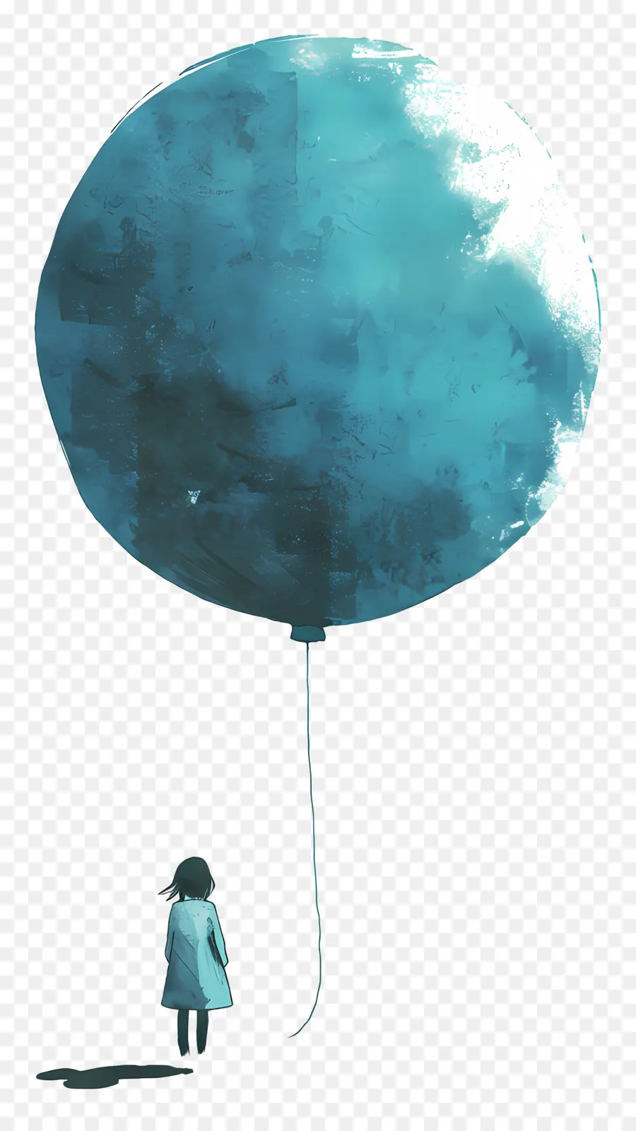 Balão Azul，Menina PNG