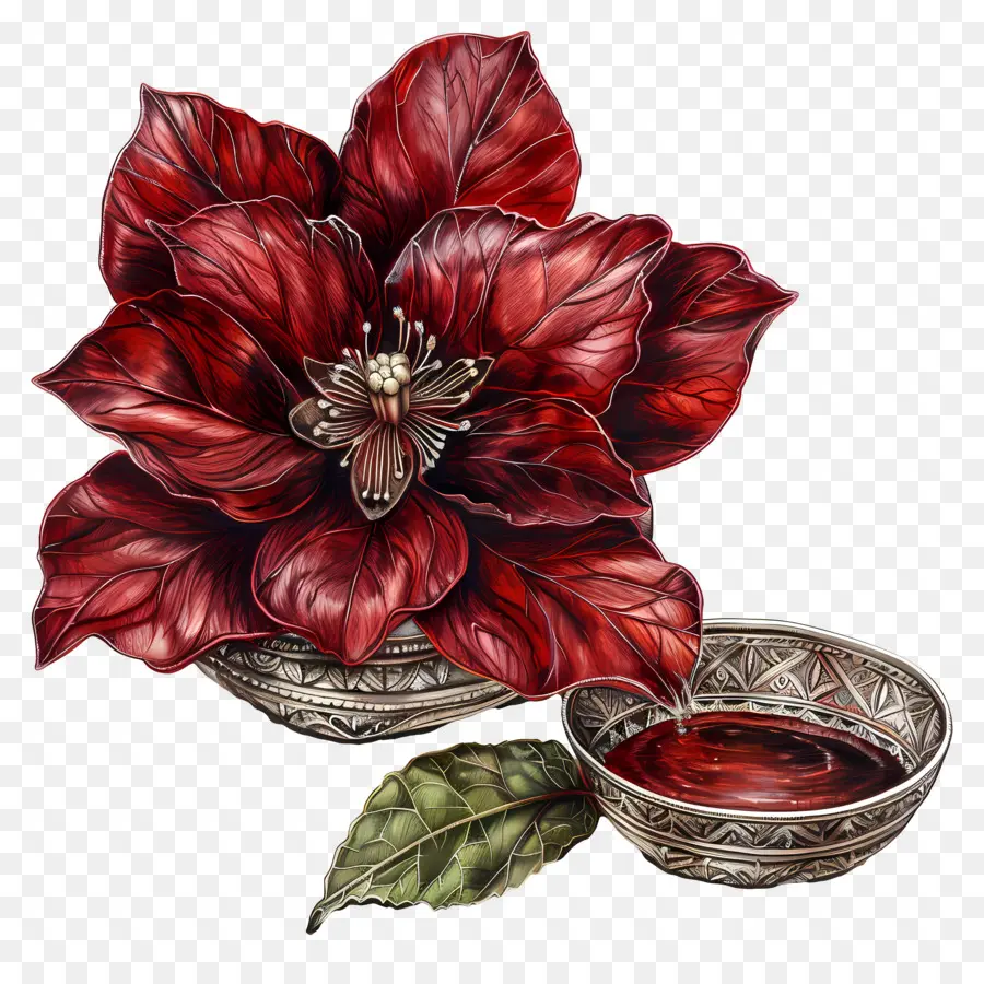 Flor Arte，Red Poinsettia PNG