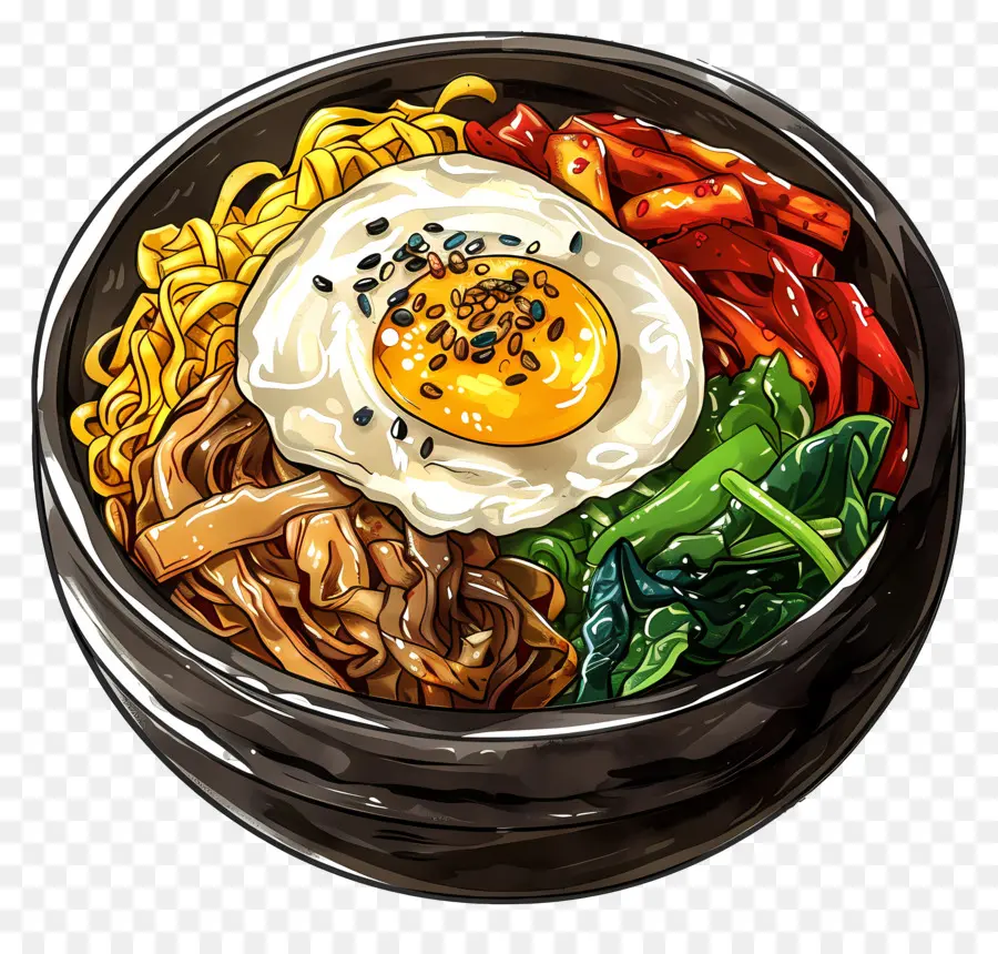 Bibimbap，Macarrão Picante Coreano PNG