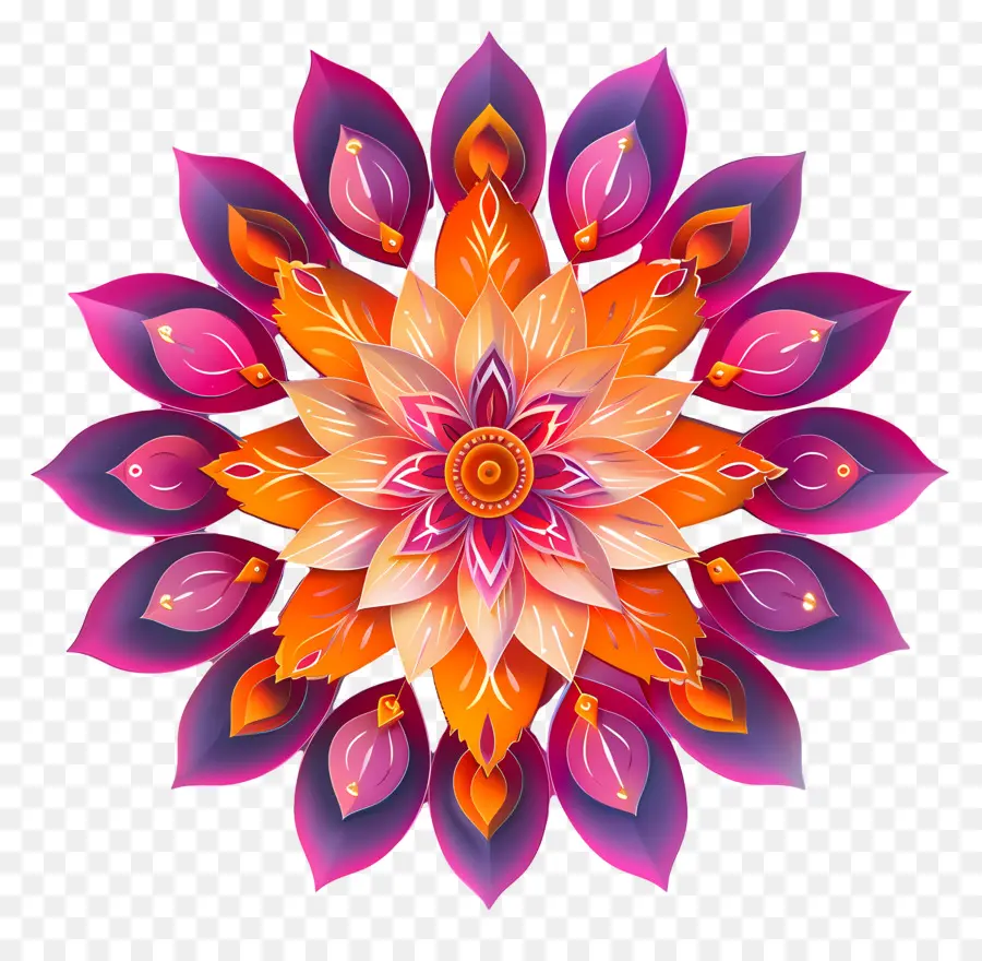 Flor De Diwali Rangoli，Mandala Colorida PNG