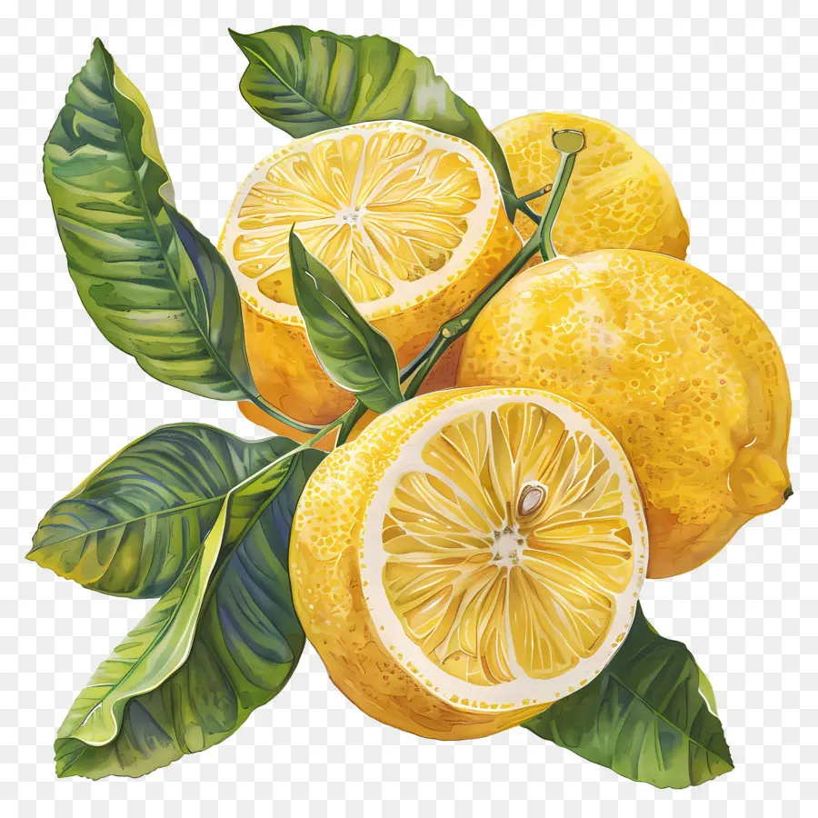 Limões，Ramo De Limão Fresco PNG