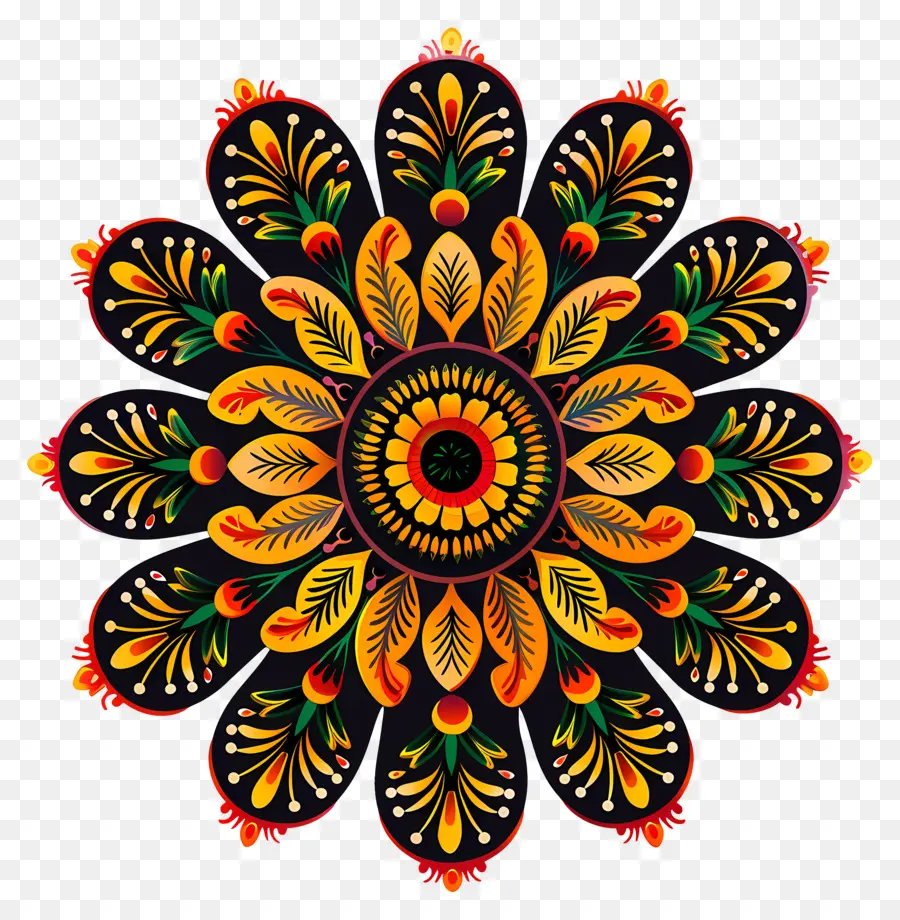 Diwali Flower Rangoli，Padrão Circular PNG