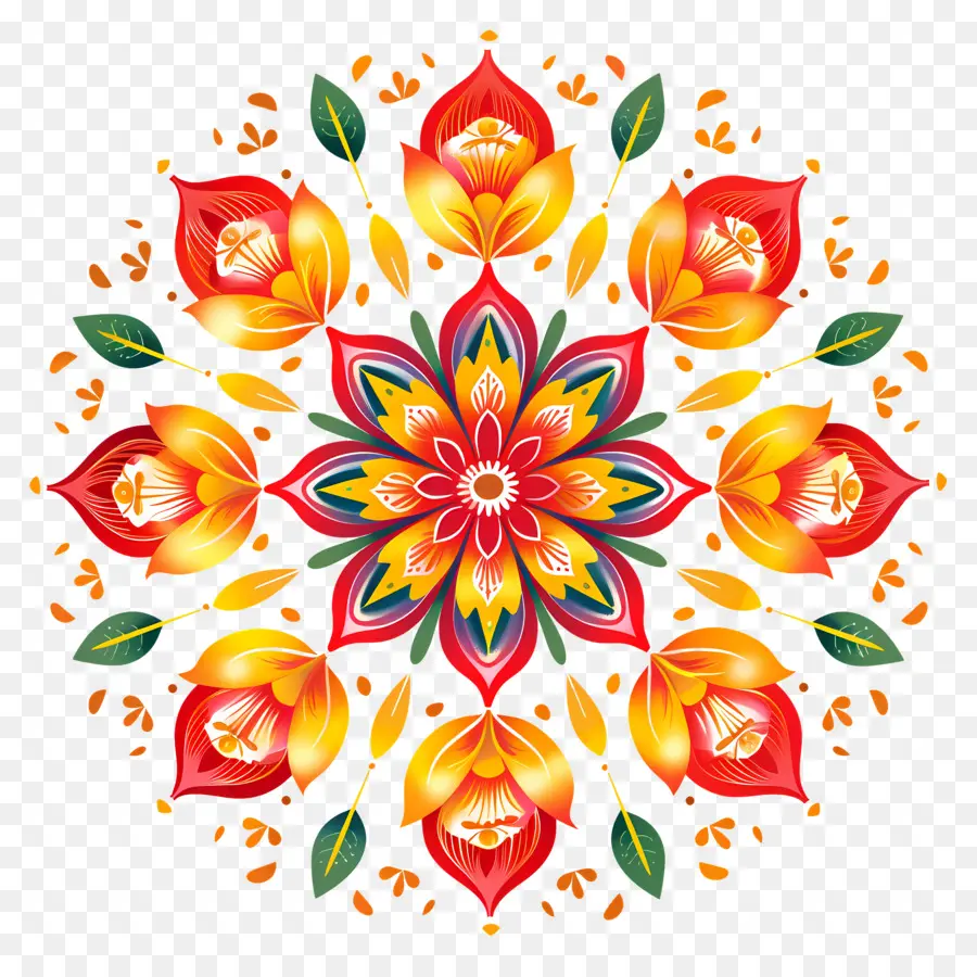 Diwali Flower Rangoli，Design De Flores PNG
