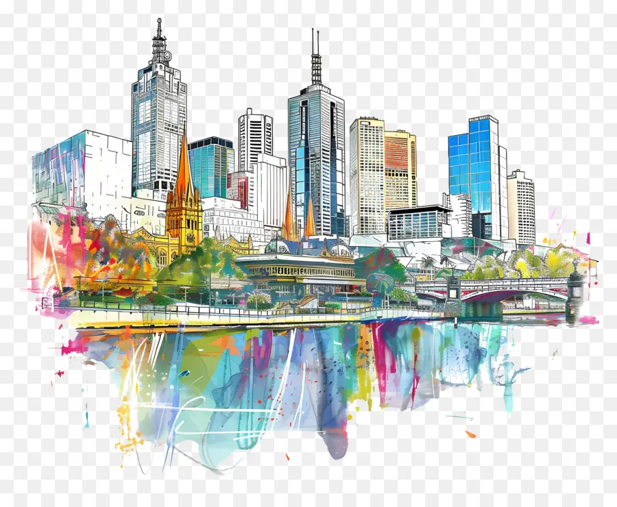 Skyline Da Cidade De Melbourne，O Horizonte Da Cidade PNG