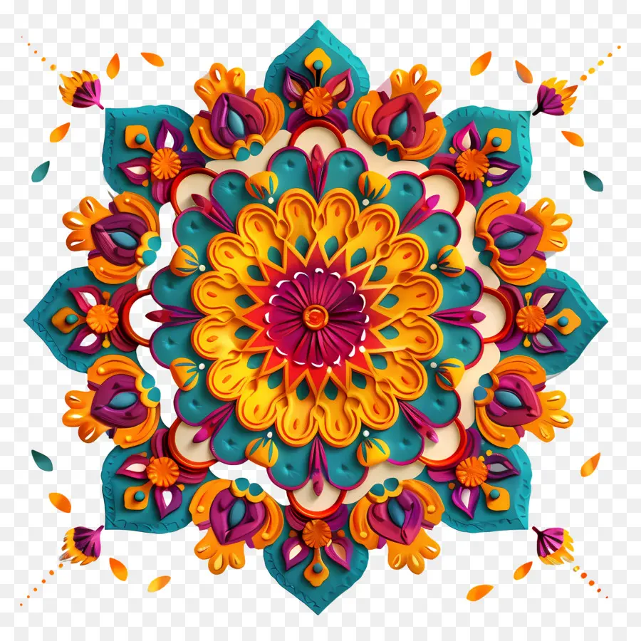 Diwali Flower Rangoli，Design Floral PNG