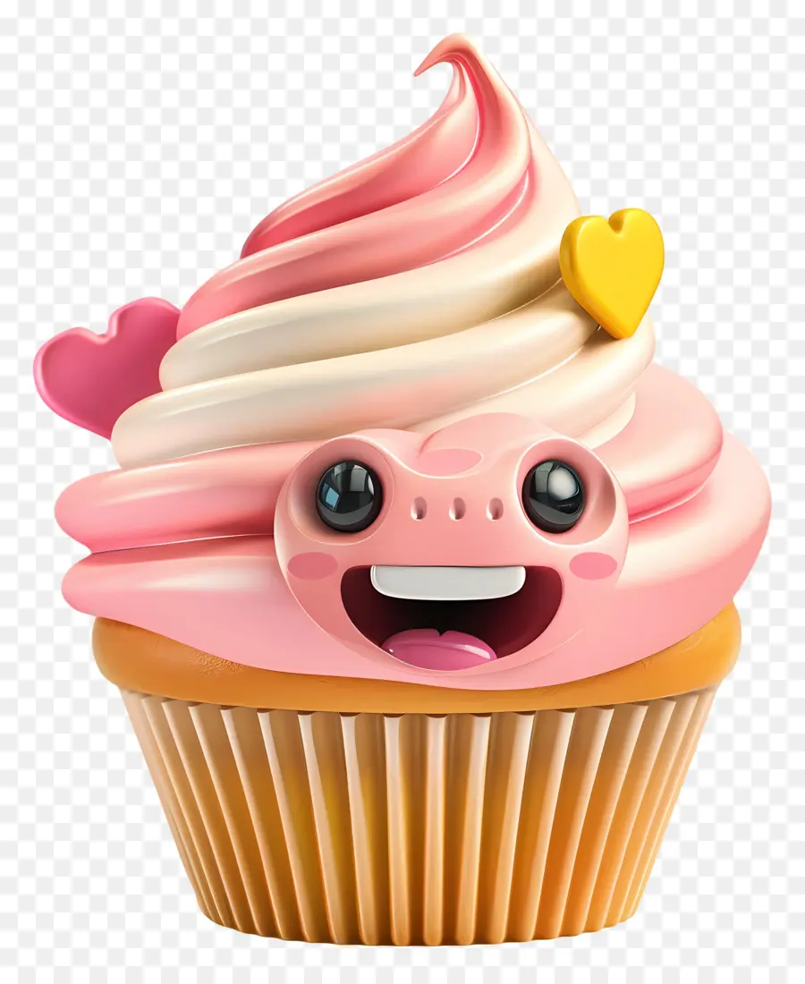 Sobremesa De Desenhos Animados 3d，Cor De Rosa Cupcake PNG