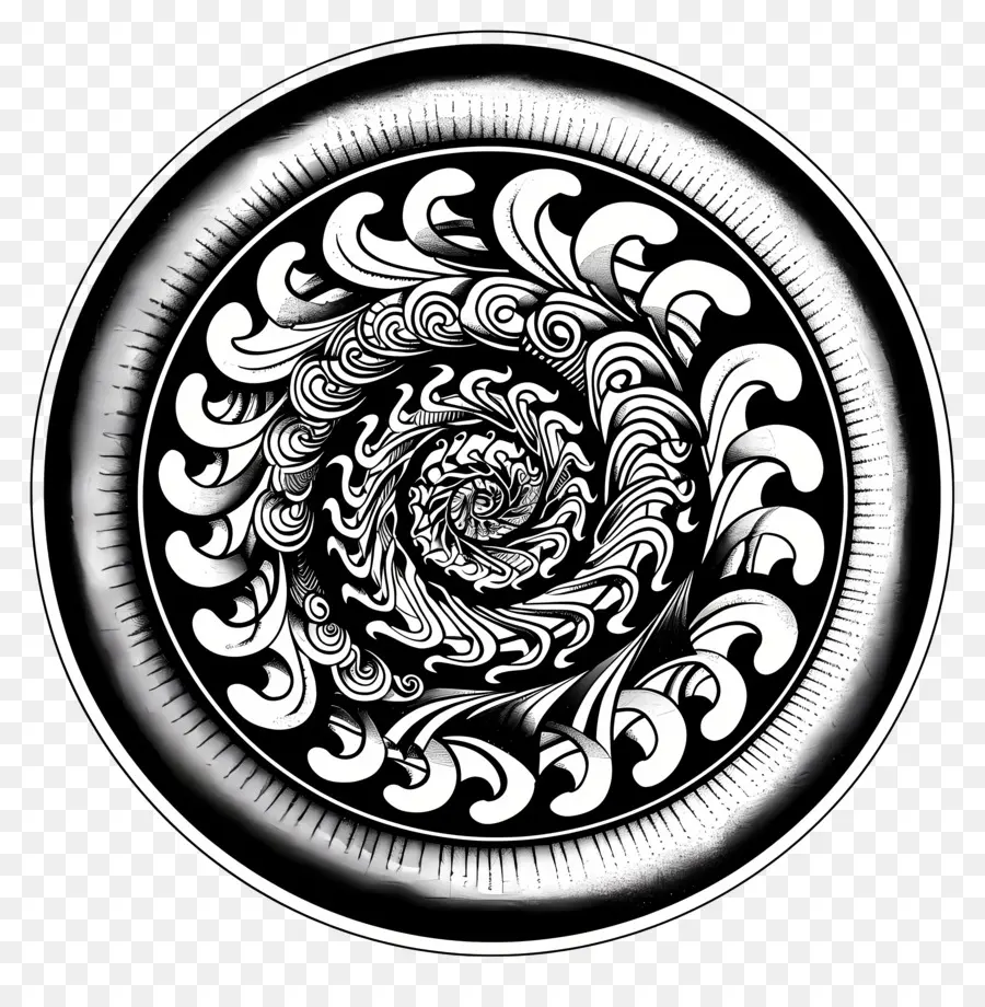 Espiral Negra，Preto E Branco Padrão PNG