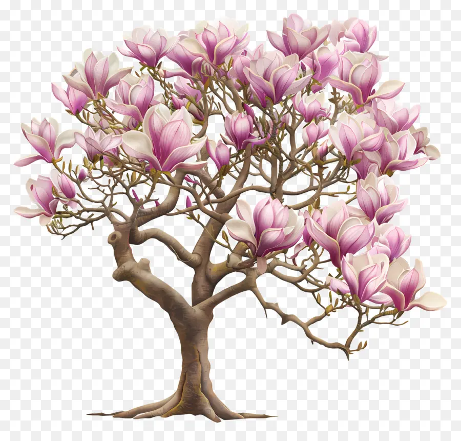Magnólia，Árvore De Floração Rosa PNG