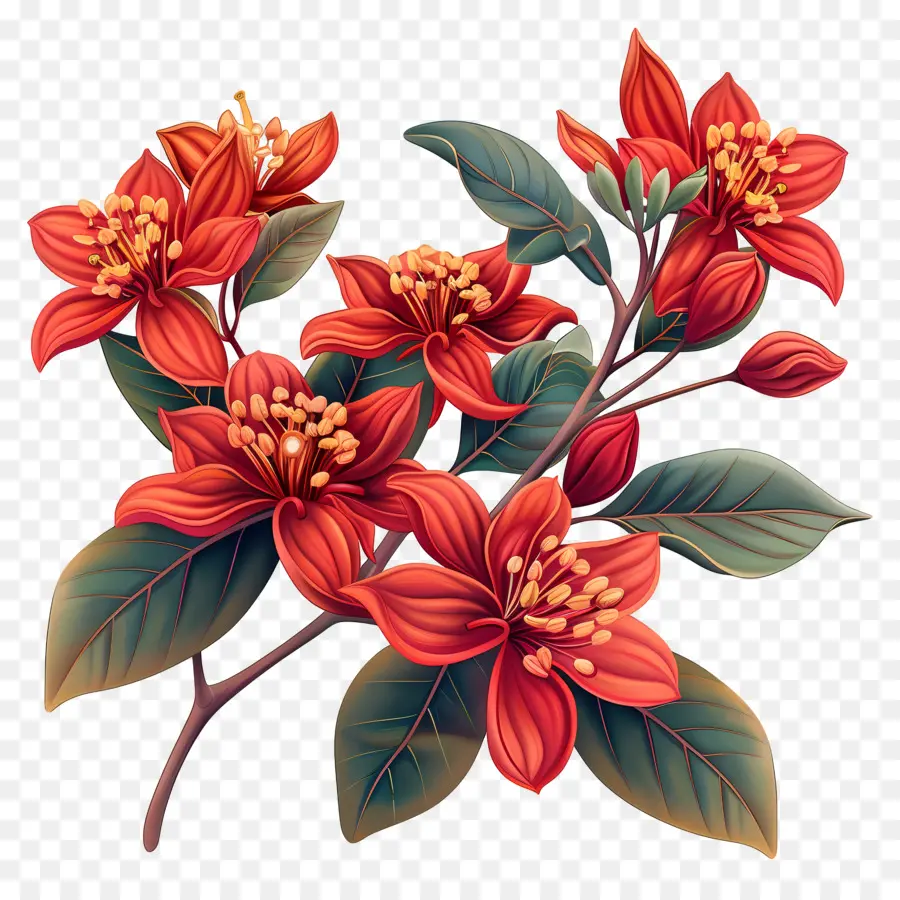 Flor Vermelha，Flor Da Laranja PNG