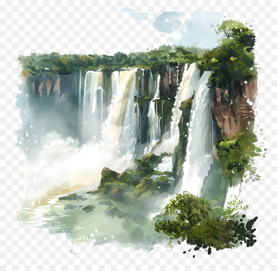 Cataratas Do Iguaçu，Pintura Em Aquarela PNG
