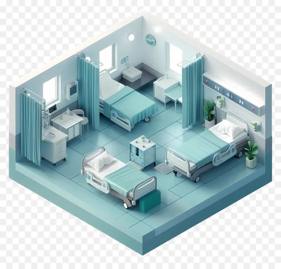 Quarto De Hospital，Isométrica Ilustração PNG