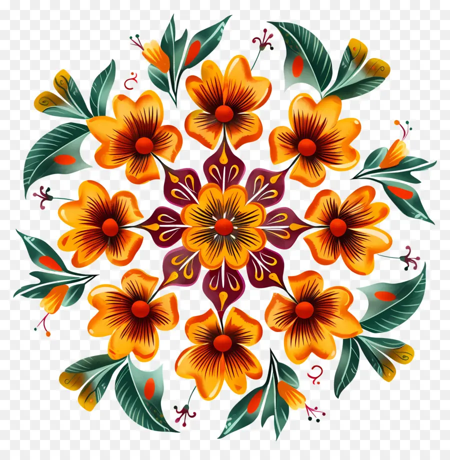 Flor Rangoli，Design Floral PNG