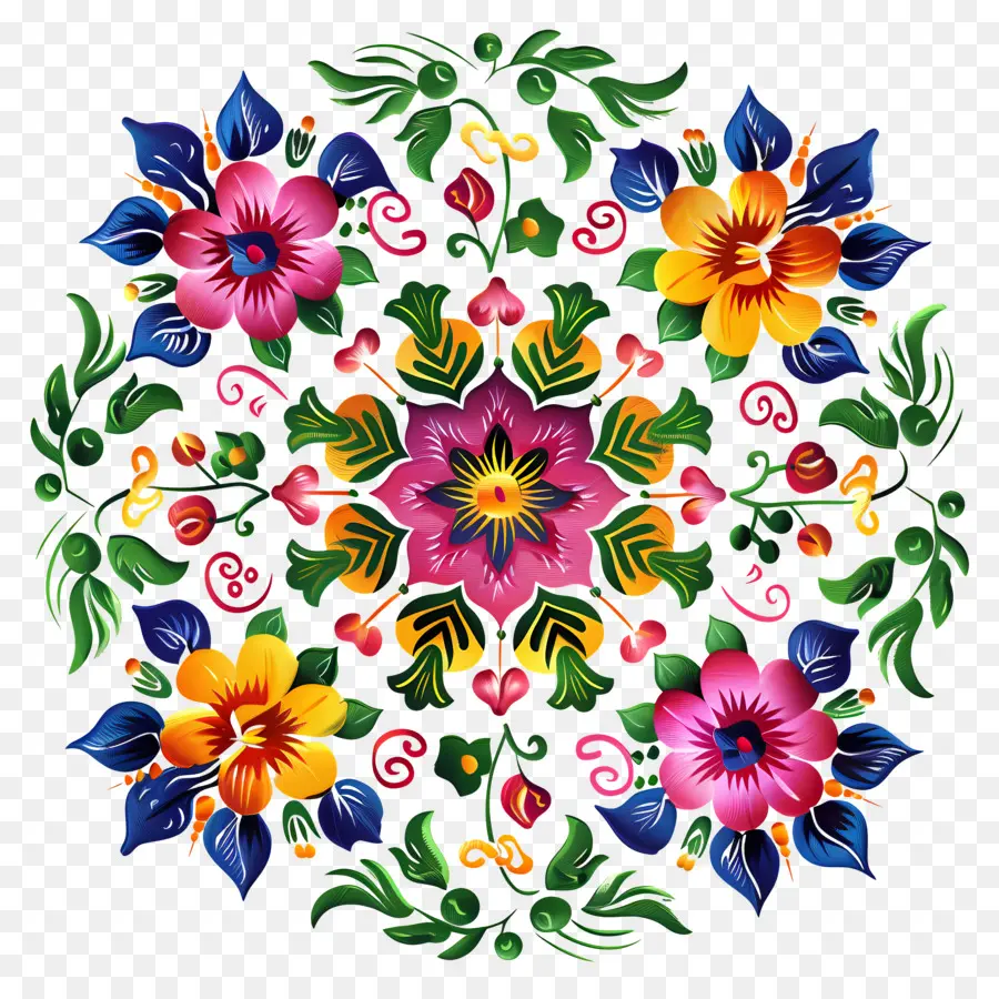 Flor Rangoli，Teste Padrão De Flor PNG