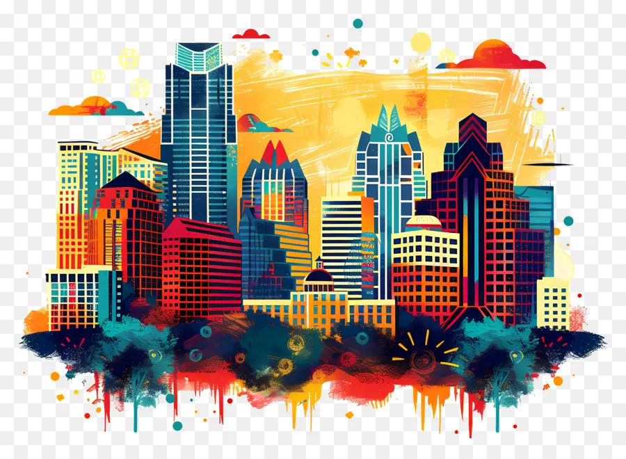 Austin Skyline，O Horizonte Da Cidade PNG