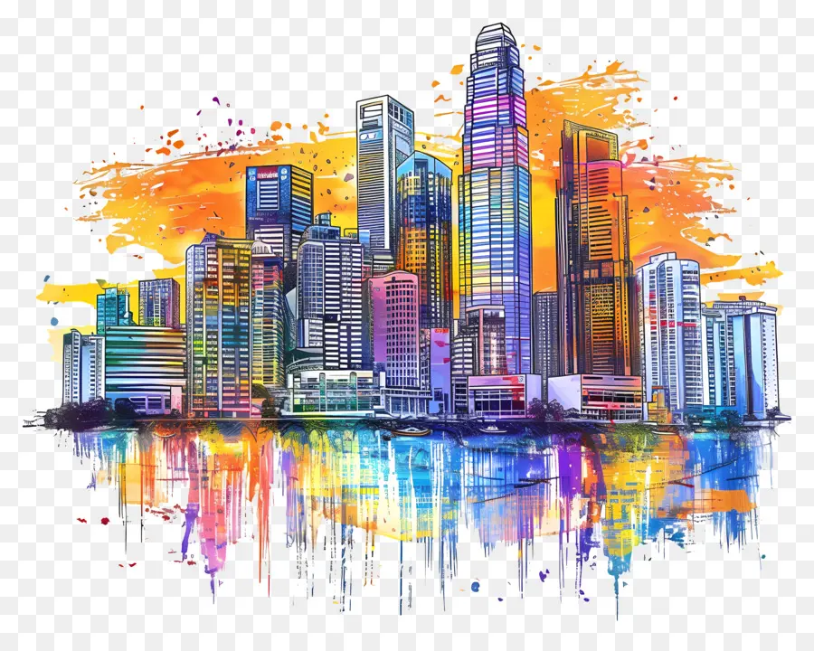 Skyline De Manila，Horizonte Colorido PNG