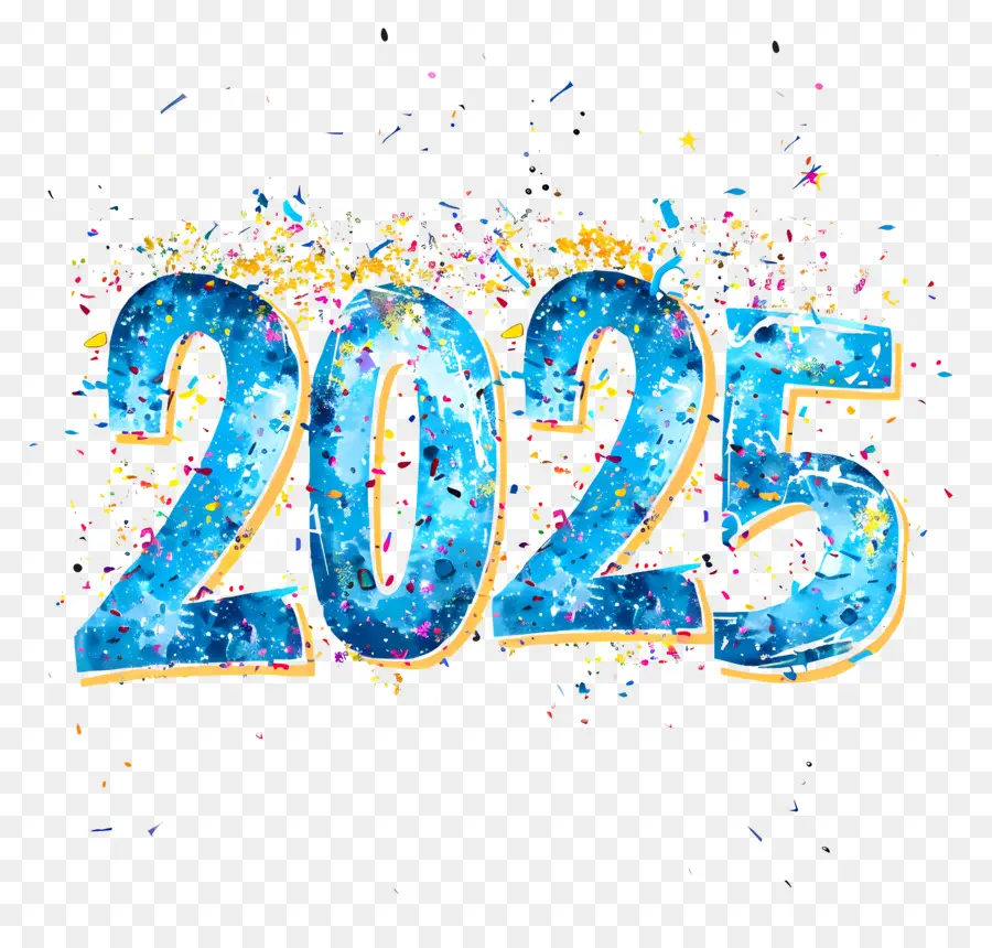 Ano Novo 2025，Azul Letras PNG