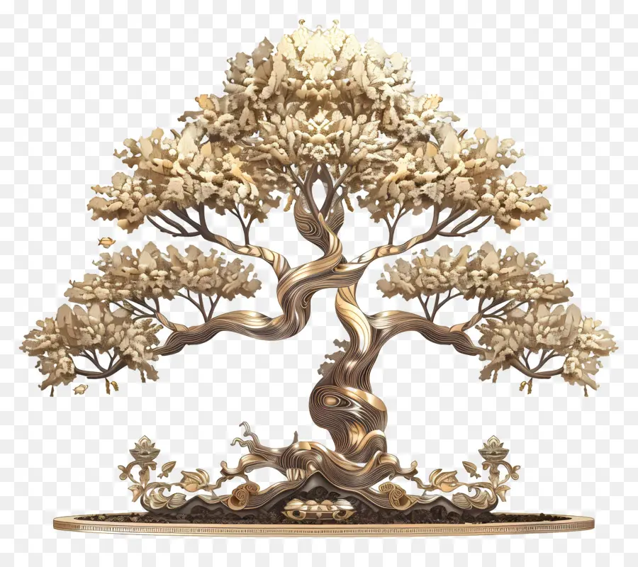árvore Bodhi，Árvore Banhada A Ouro PNG