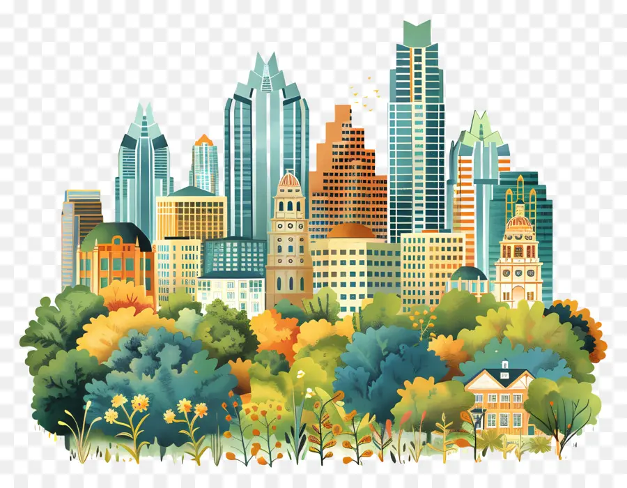 Austin Skyline，Paisagem Urbana PNG