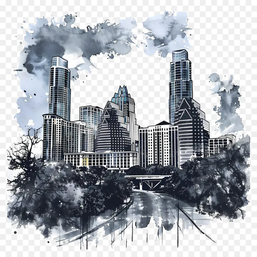 Austin Skyline，O Horizonte Da Cidade PNG