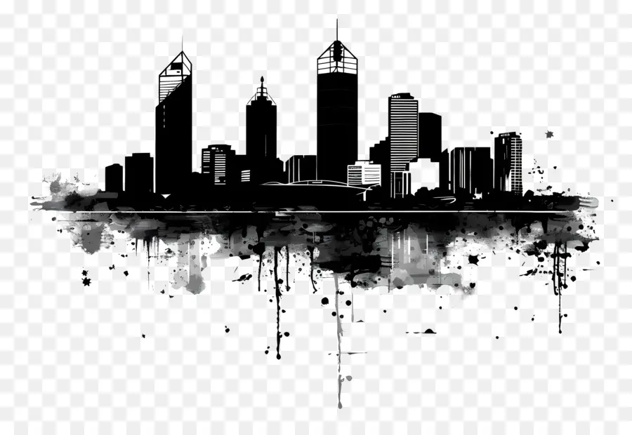 Horizonte Da Cidade De Perth，Desenho A Tinta PNG