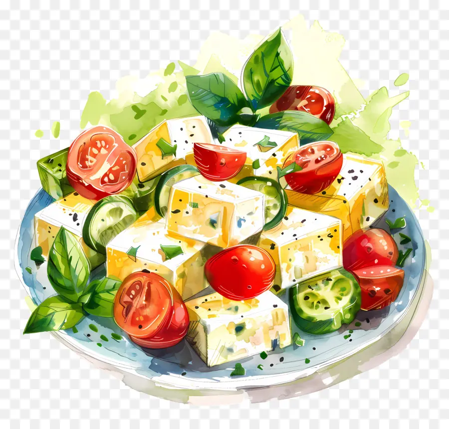 Salada De Queijo，De Legumes Prato PNG