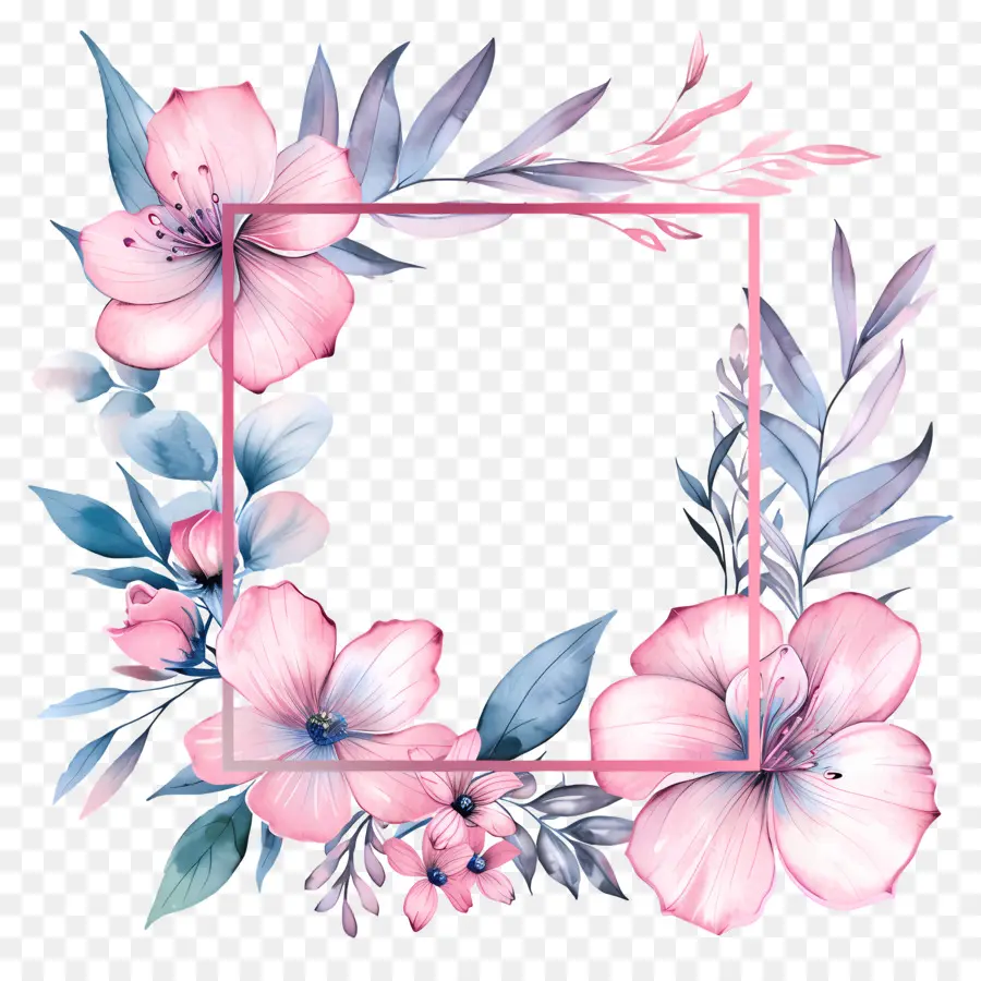 Flower Frame，Flores Cor De Rosa PNG