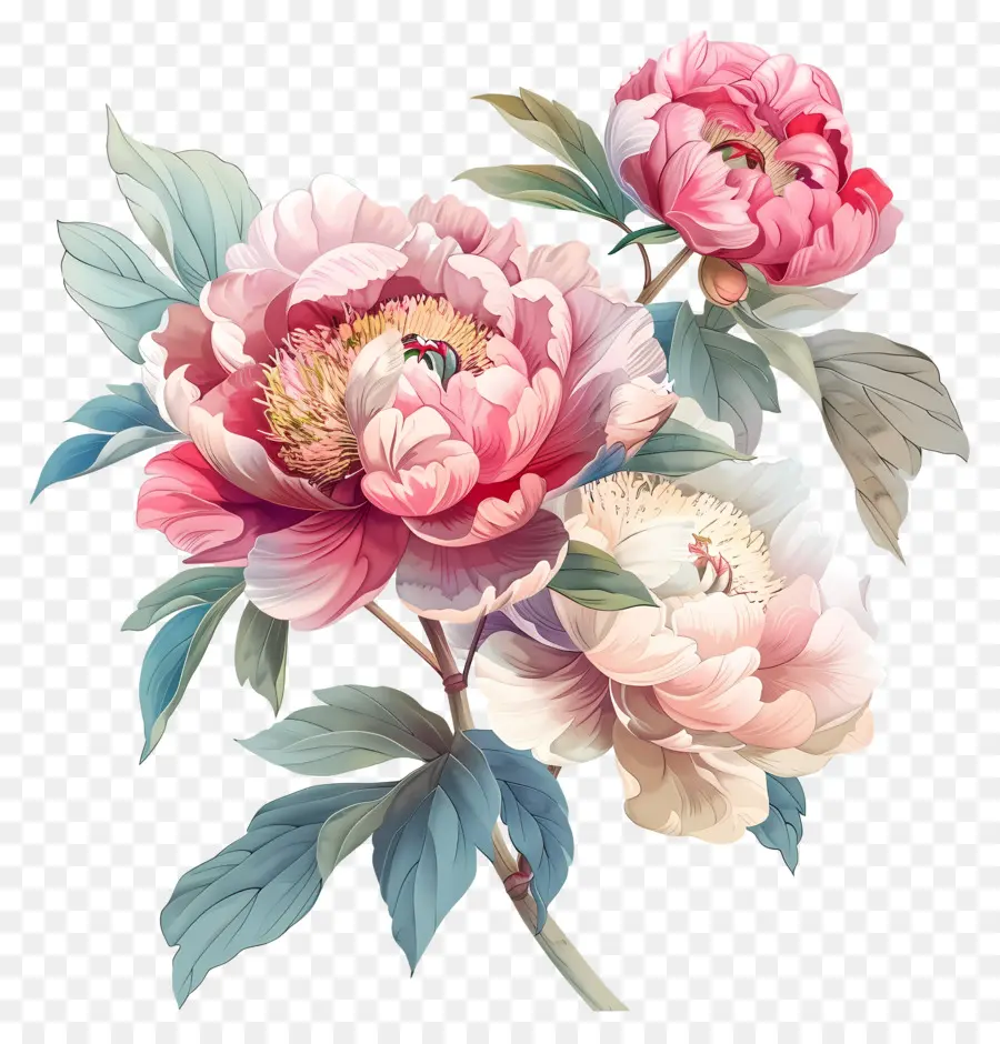 Peonias Flores，Flores De Peônia Cor De Rosa PNG
