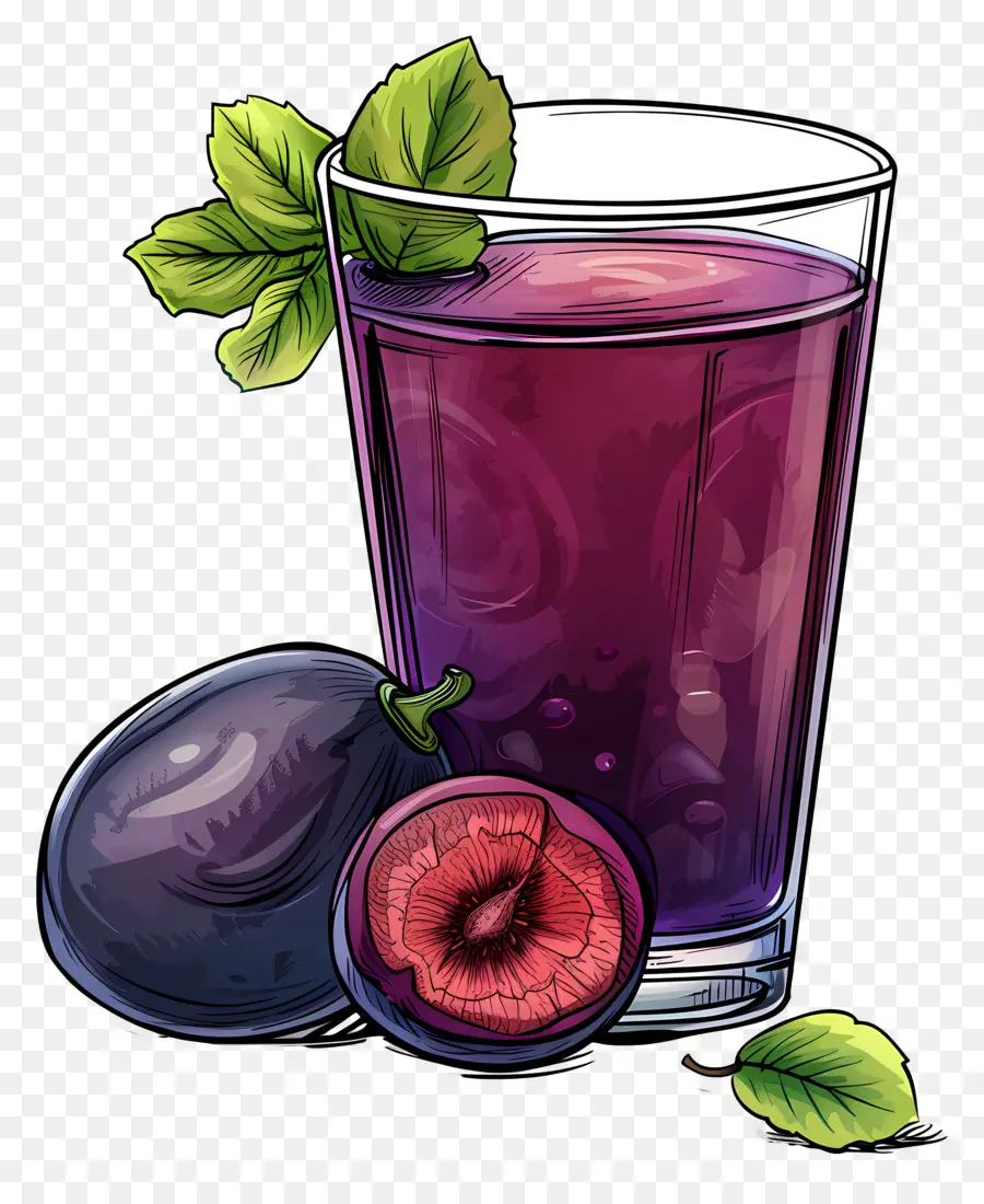 Suco De Ameixa，Bebida De Frutas Roxas PNG
