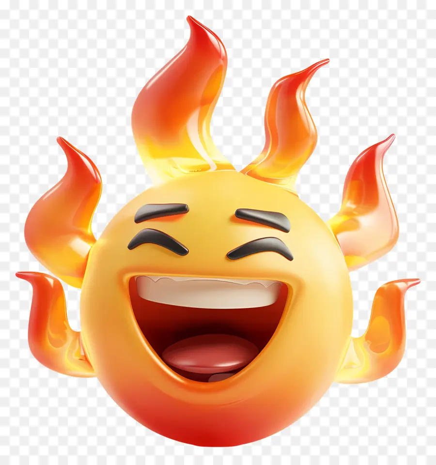 Desenho Animado 3d，Emoji Flamejante PNG