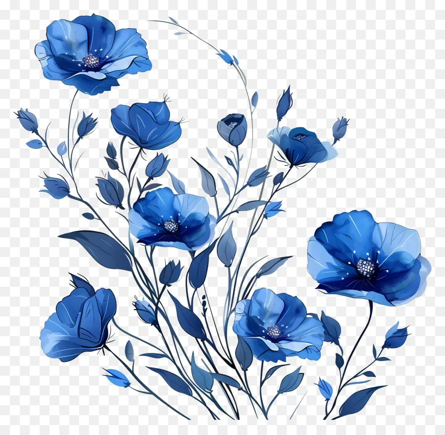 Flores Azuis，Azul Papoulas PNG