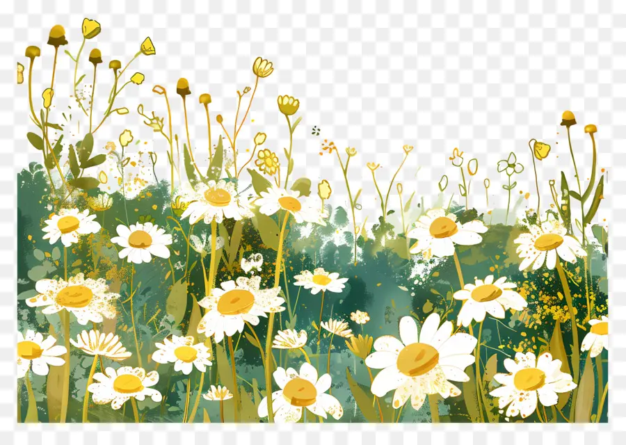 Daisy Field Background，Merrill Fazenda PNG