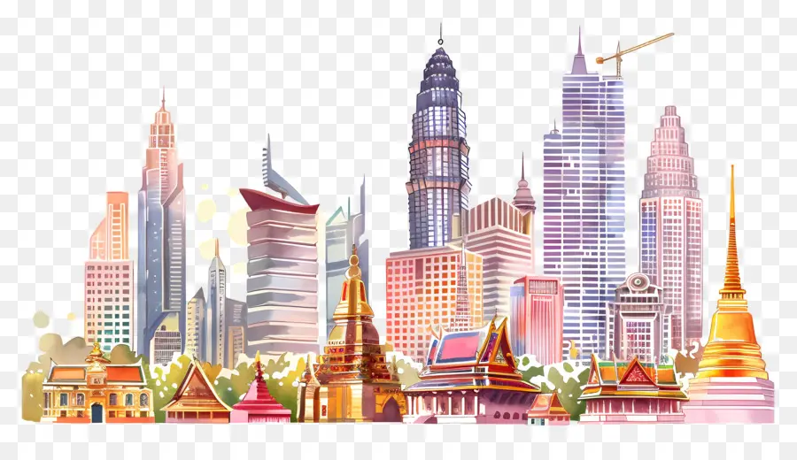 Skyline De Bangkok，O Horizonte Da Cidade PNG