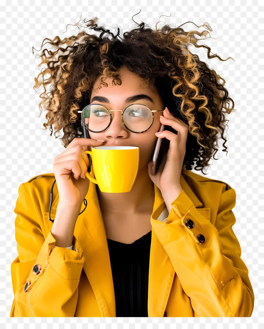 Bebendo Café，Mulher Do Americano Africano PNG