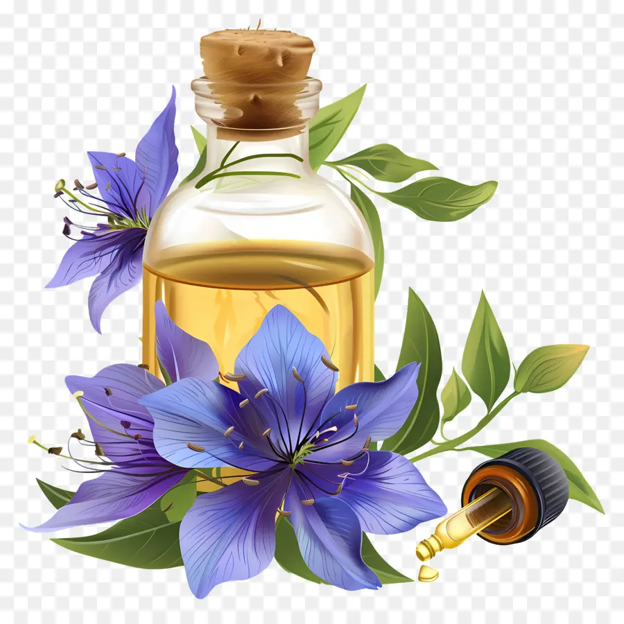 óleo Essencial，Flores Azuis PNG