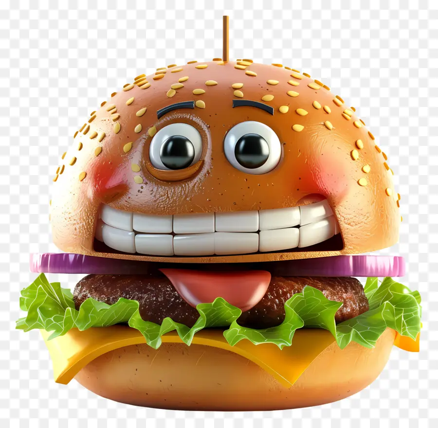 Comida De Desenho Animado 3d，Cartoon Hamburger PNG