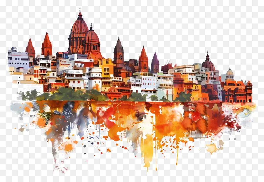 Varanasi，O Horizonte Da Cidade PNG