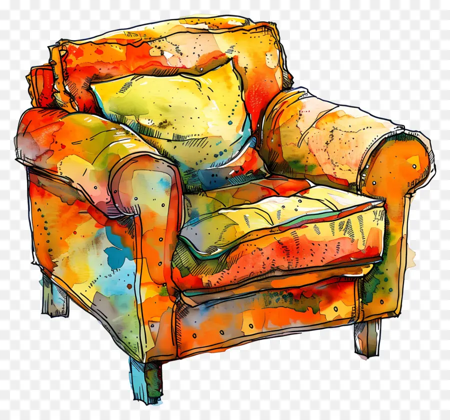 único Sofa，Pintura Em Aquarela PNG