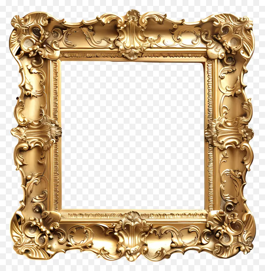 Moldura De Ouro，Design Esculpido PNG