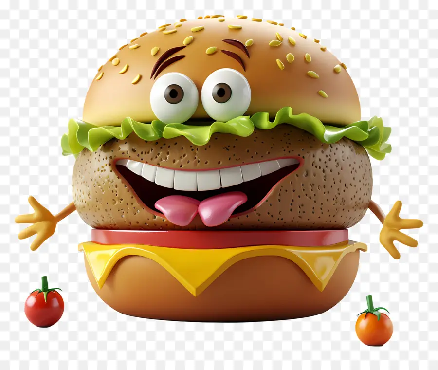 Comida De Desenho Animado 3d，Hamburger Fofo PNG