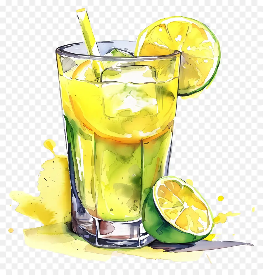 Bebida De Limonada，Pintura Em Aquarela PNG