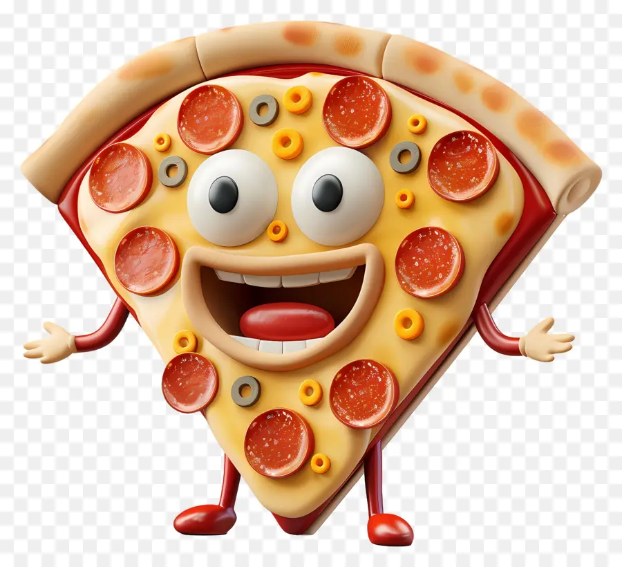 Comida De Desenho Animado 3d，Pizza Sorridente PNG