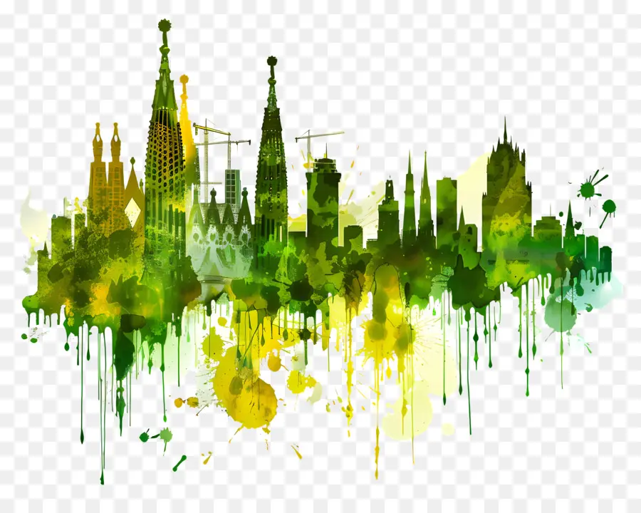 Skyline Da Cidade De Barcelona，Digital Art PNG