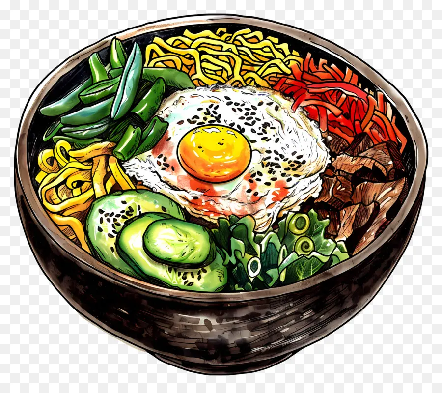 O Coreano Bibimbap，Macarrão PNG