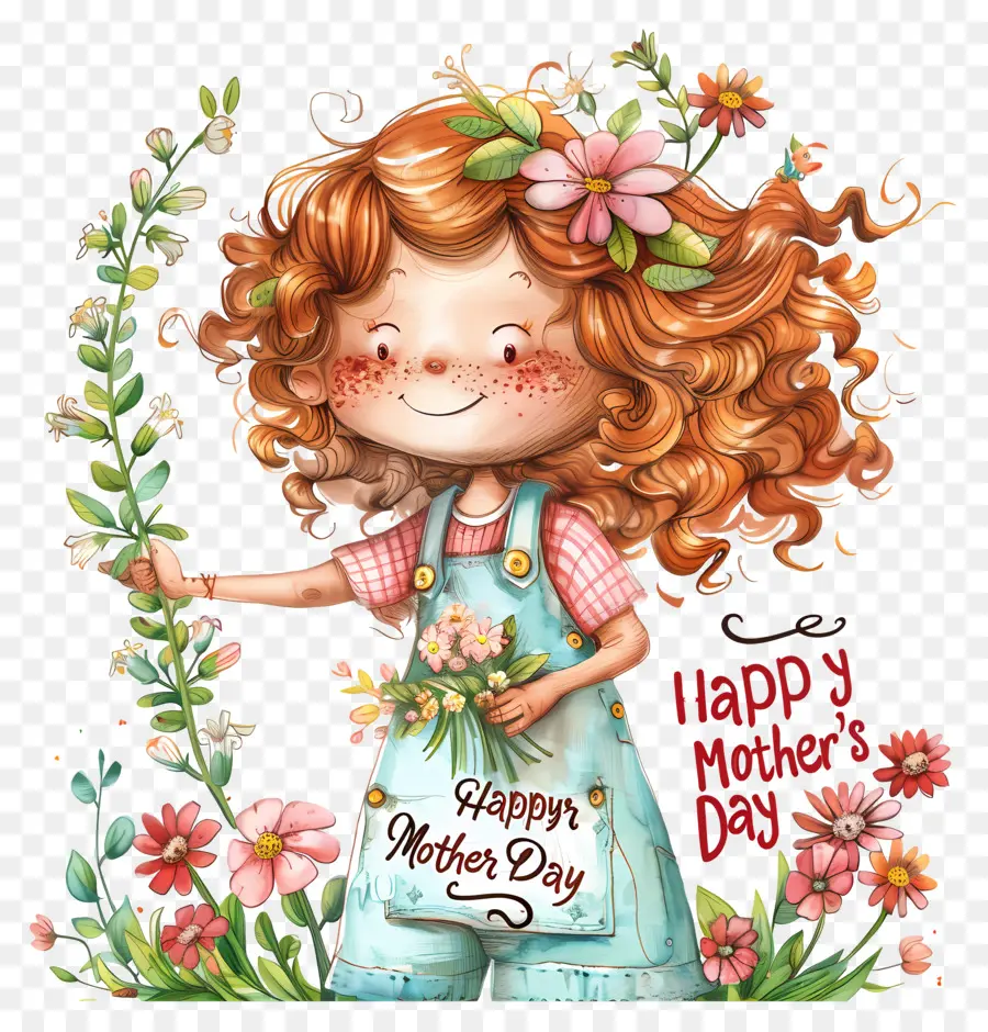 Feliz Dia Das Mães，Cabelos Curiosos Longos Vermelhos PNG