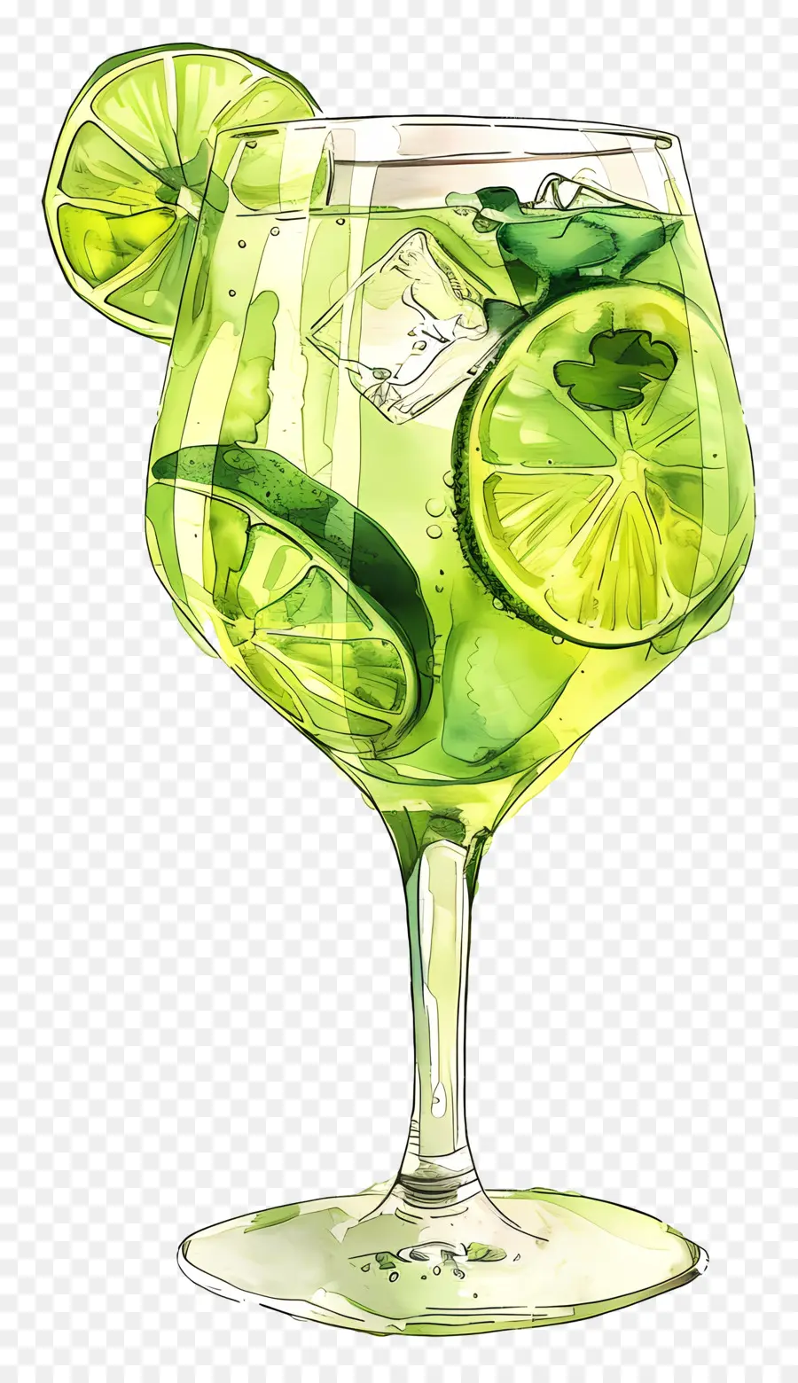 Hugo Spritz Drink，Ilustração Em Aquarela PNG