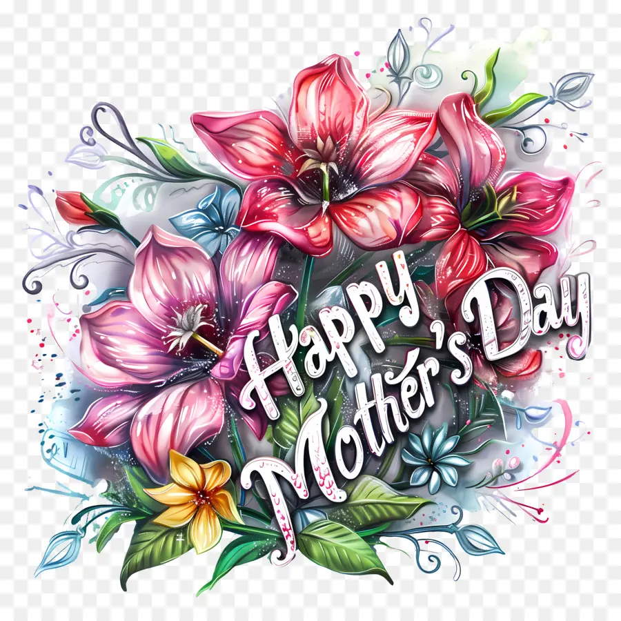 Feliz Dia Das Mães，Design Floral PNG