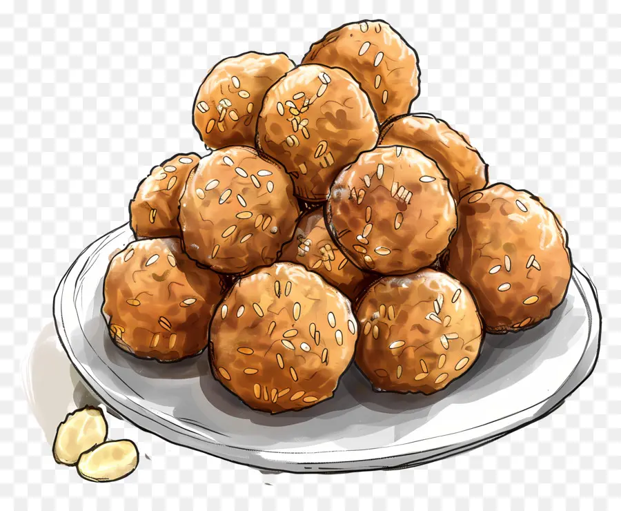 Rava Ladoo，Bolas De Gergelim PNG