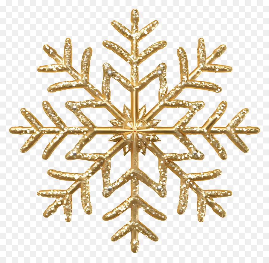 Gold Glitter Snowflake，Floco De Neve Dourado PNG