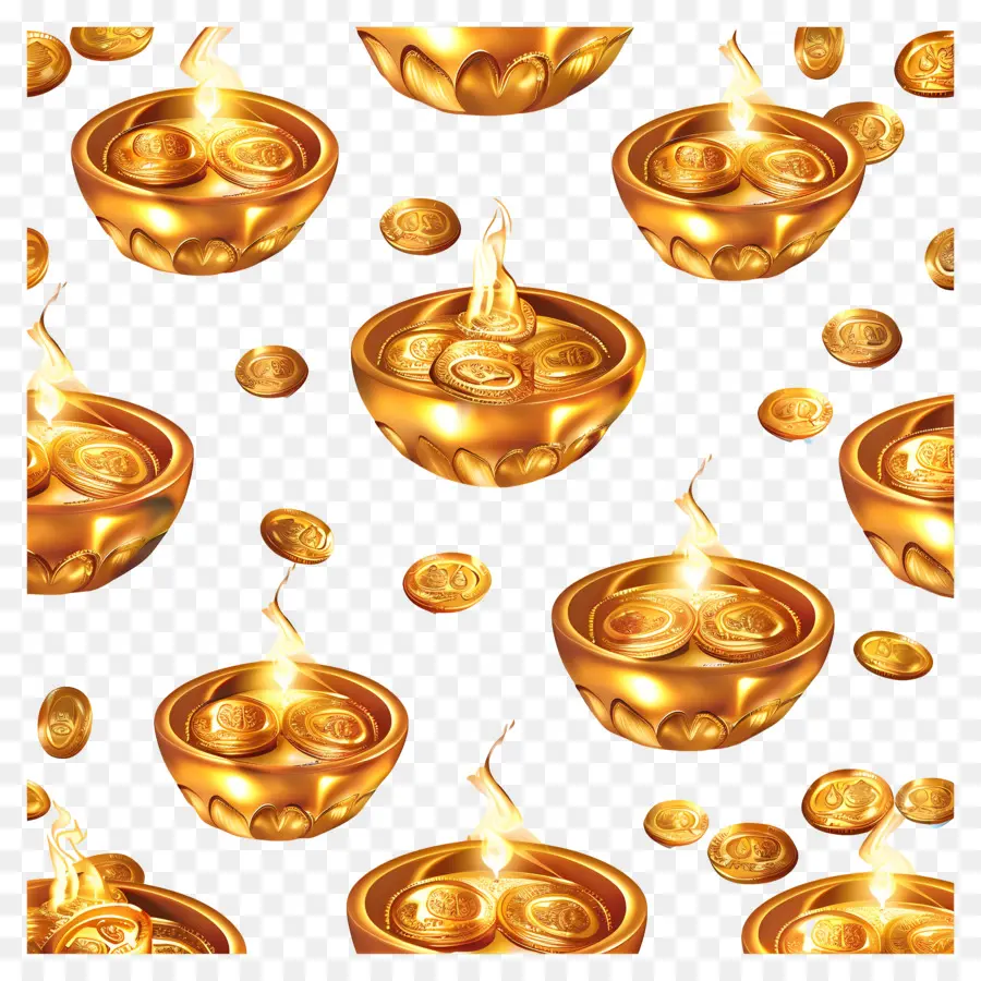 Feliz Dhanteras，Moedas De Ouro PNG